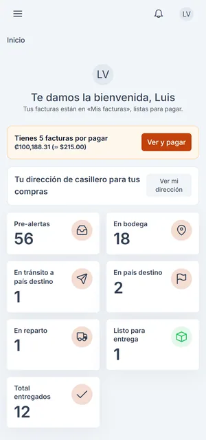 Inicio del cliente en el celular con el color de marca naranja